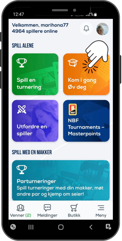 Treningsturnering for kursdeltakere på FunBridge